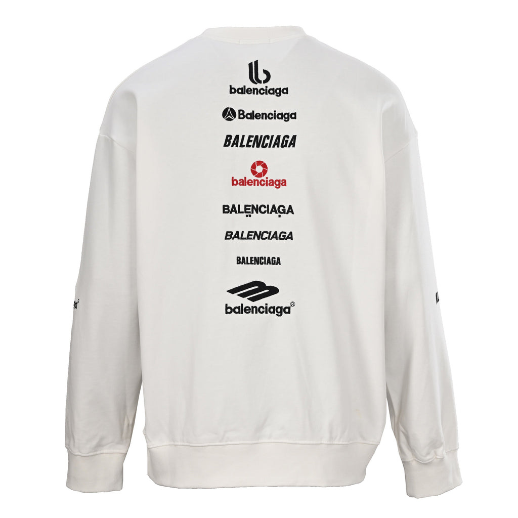 Balenciaga Paris Script Logo Embroidered Cotton Hoodie