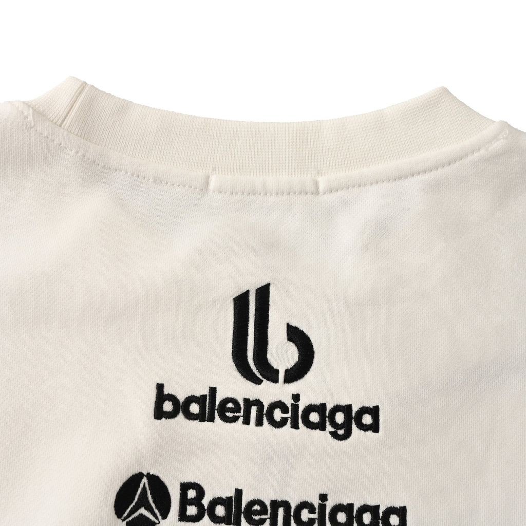 Balenciaga Paris Script Logo Embroidered Cotton Hoodie